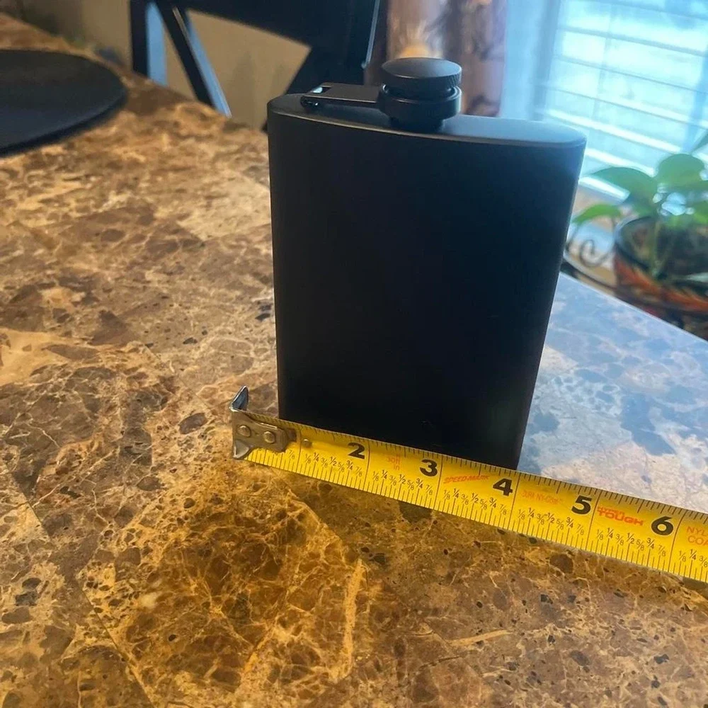 Stainless Steel Hip Black Flask  8 oz
